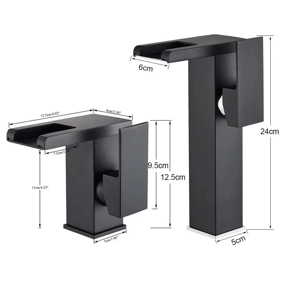 Rozin LED-Badwaschtischarmatur schwarz Wasserfall-Waschtischarmaturen Hydroelektrische LED-Waschtischarmatur Warm- und Kaltwasser-Mischbatterie