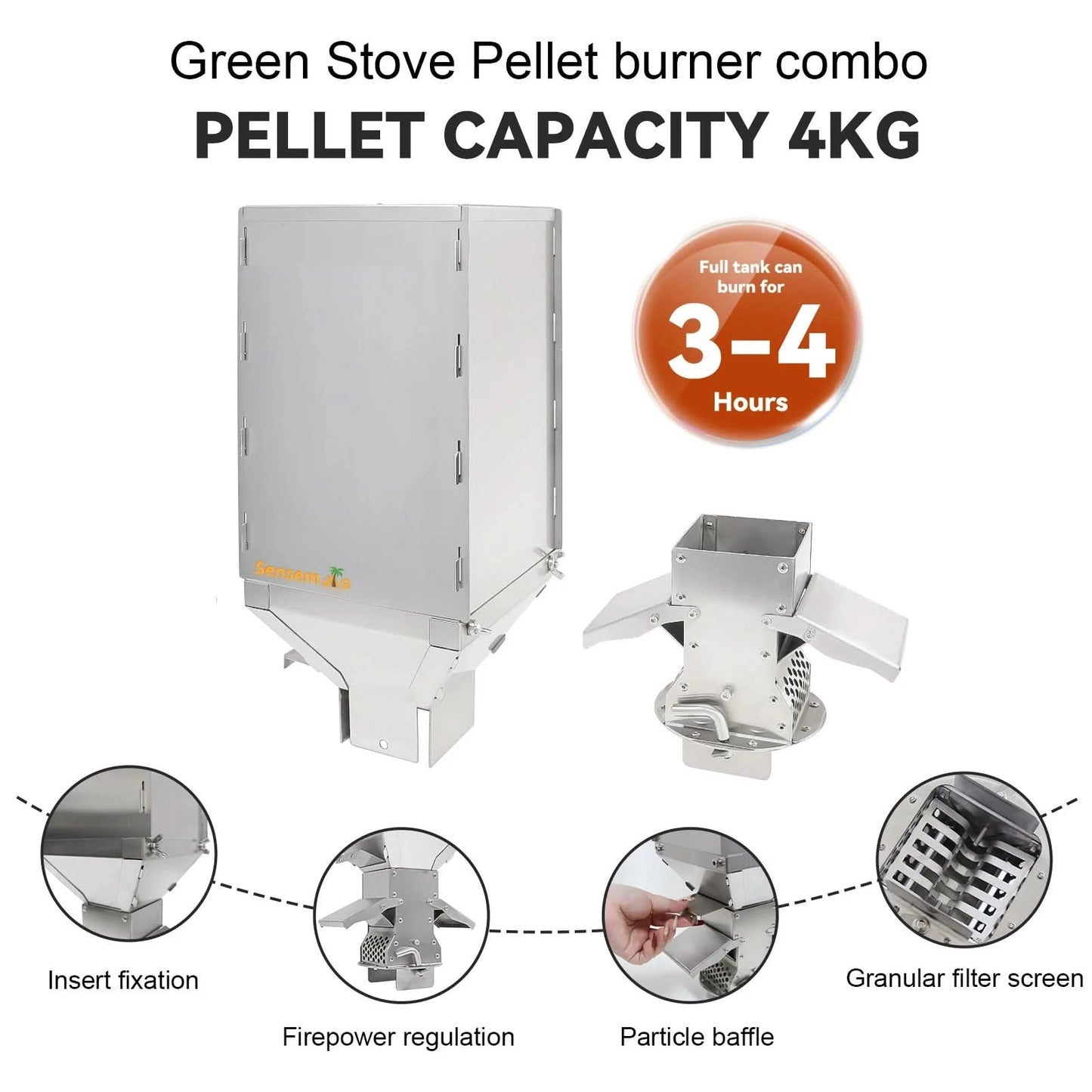 Camping Wood Stove Fire View Side Glass Portable Folding Wood Burner with Chimney Stainless Steel Tent Heater for Ice Fishing