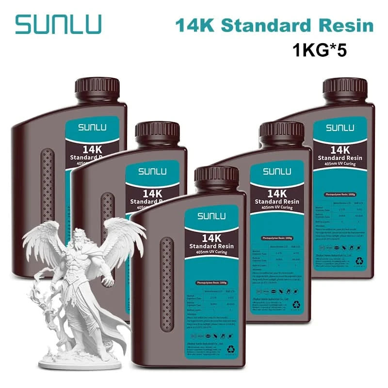 SUNLU 5KG ABS-Like/ Standard / Water-Wash/ 14K High Precision Resin 405nm Rapid UV-Curing Photopolymer Resin 1KG/Bottle