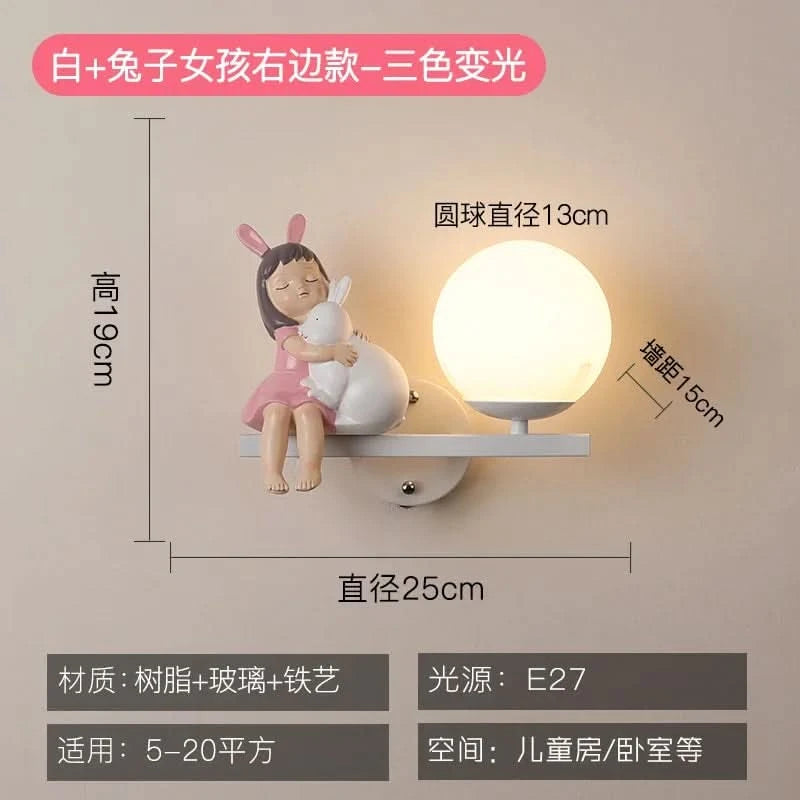 Children's Room Bedside Wall Lamp Girl Boy Wall Art Sconce Creative Cartoon Eye Protection Led Home Decoration Salon Home