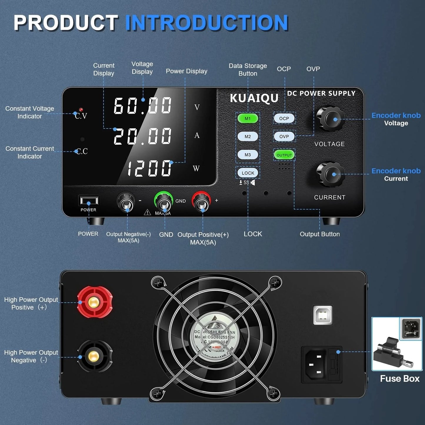 NICE-POWER 30V 10A Zweikanal-DC-Labornetzteil 60V 120V 240V Doppel-Tischnetzteil mit positiver und negativer Spannungsausgabe