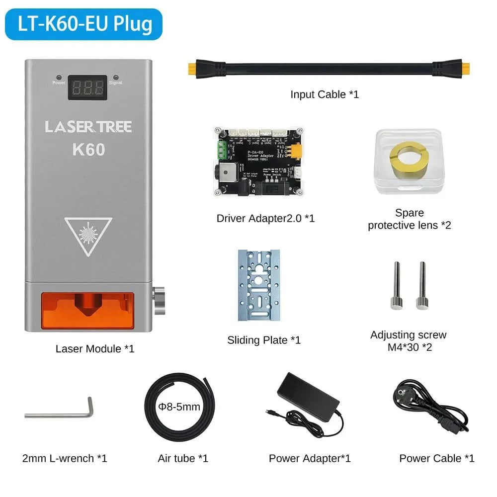 LASER TREE Laser Module 10W/20W/30W/40W Optical Power with Air Assist Laser Head TTL Blue Light for Engraver Cutting Wood Tools