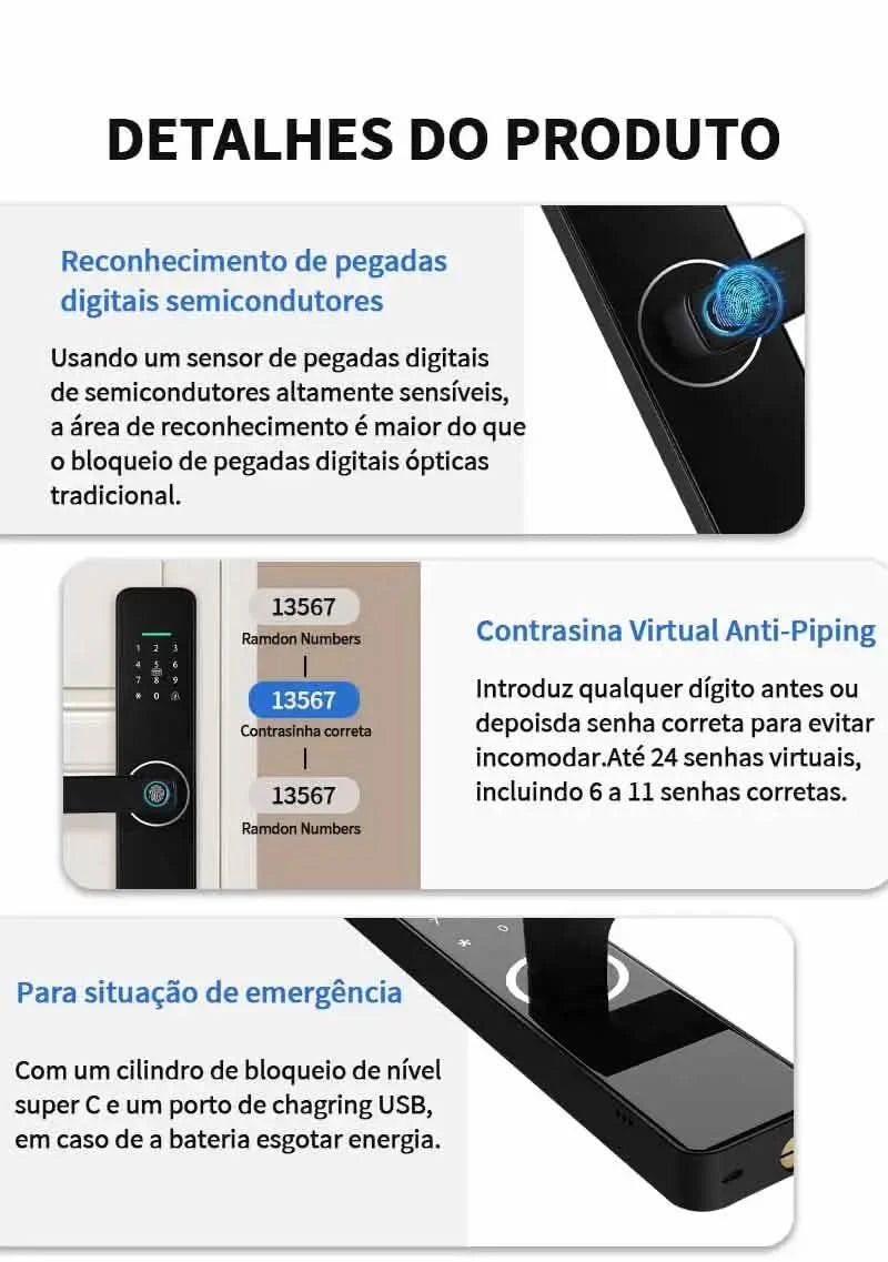 Do Brasil digital electronic lock tuya wifi smart lock biometric digital lock fingerprint lock for home house apartment