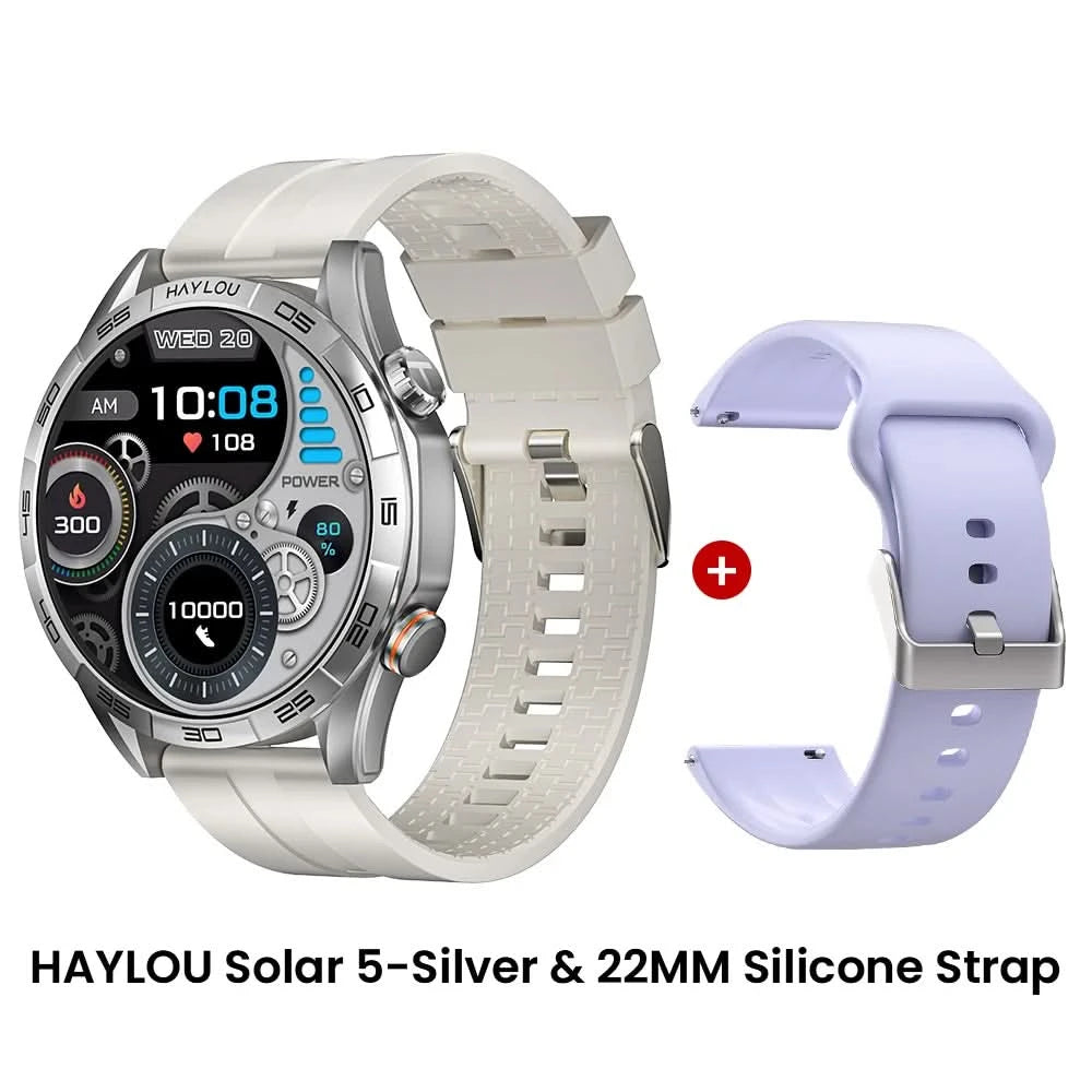 HAYLOU Solar 5 Smartwatch mit Sprachanrufen 1.58'' AMOLED Display 60Hz Smart Watch 24H Gesundheitsüberwachung Sport-Smartwatch für Herren
