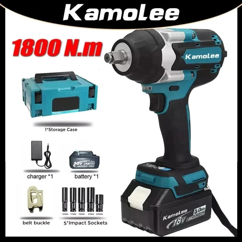 【1800N.m】Kamolee DTW700 Electric Impact Wrench 1800 N.m High Torque 1/2 Inch Automobile maintenance
