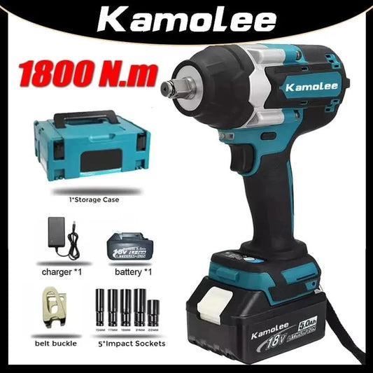 【1800N.m】Kamolee DTW700 Electric Impact Wrench 1800 N.m High Torque 1/2 Inch Automobile maintenance