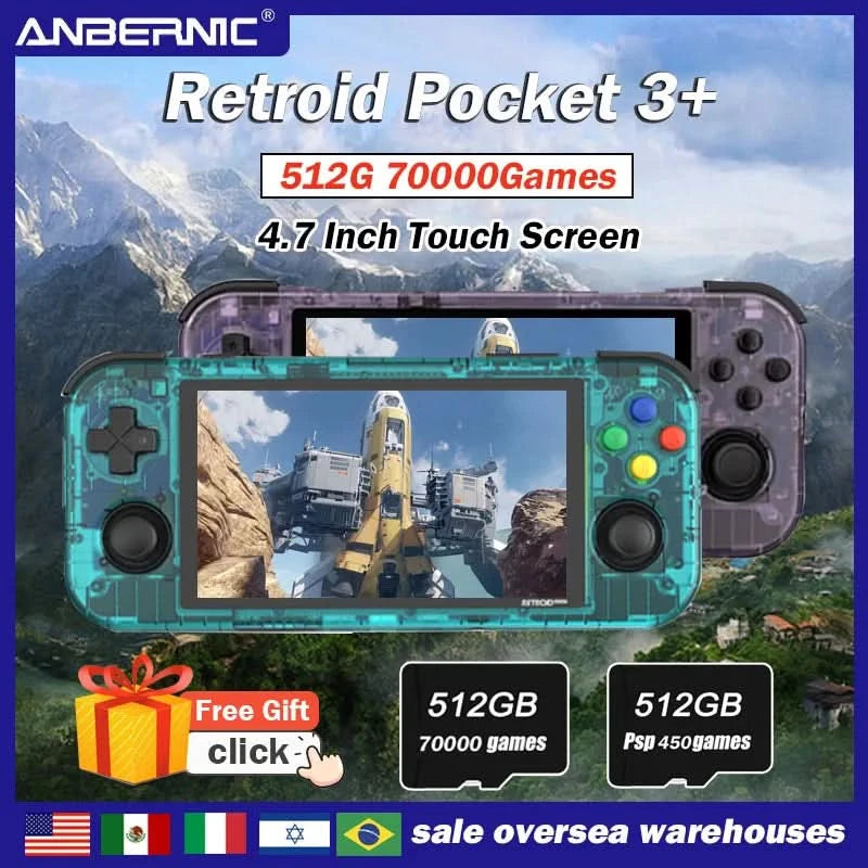 80000Games 512G POWKIDDY X55 5.5INCH IPS Screen RK3566 Handheld Game Console Linux Open-Source Retro Console HD Gifts