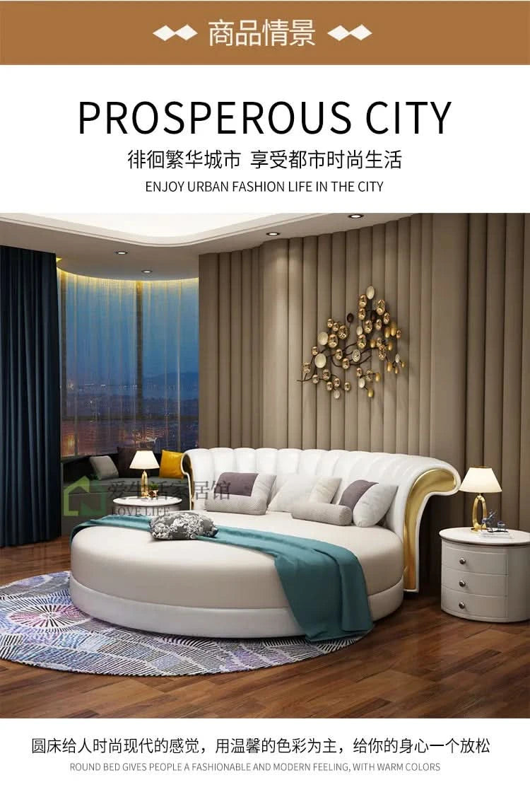 Bedroom Unique Beds Storage Cabinets Nordic Full Size Round Bed Frame Headboard Upholstery Muebles Para El Hogar Furnitures