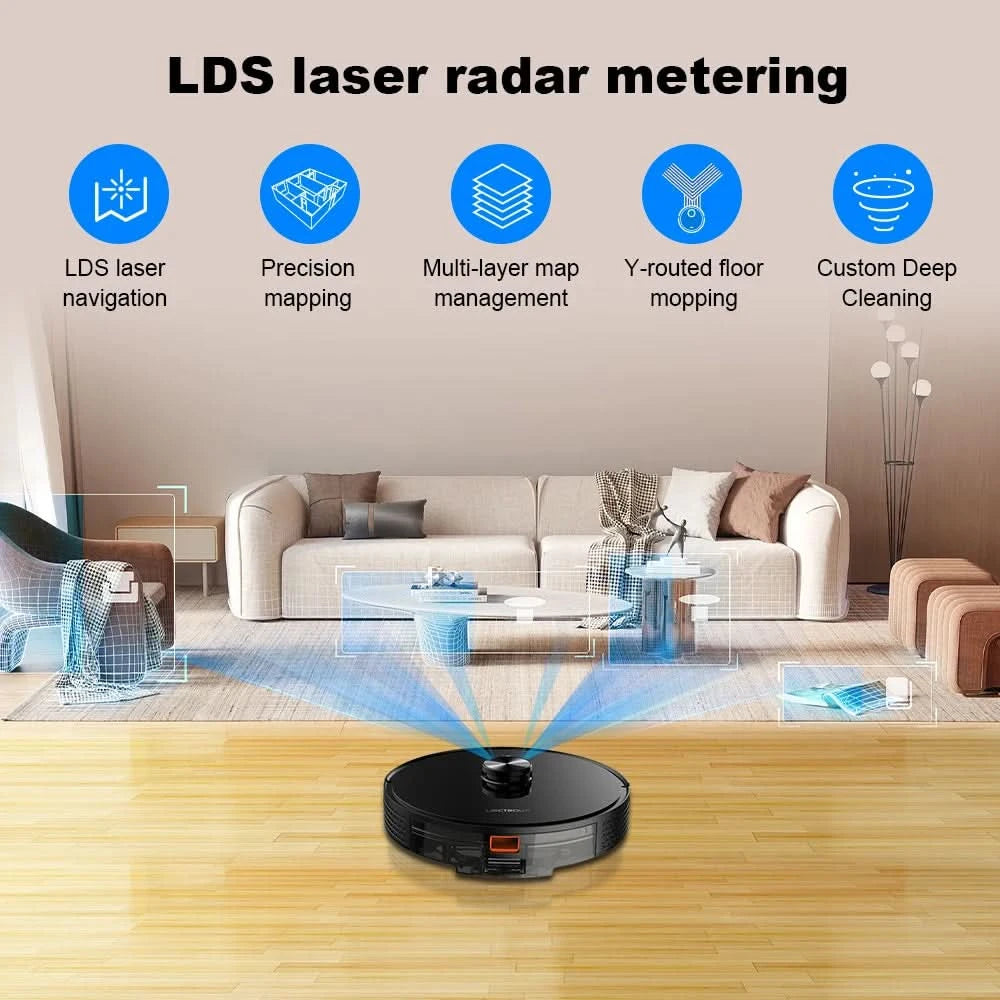 Liectroux/LILIN X6 Robot Vacuum Cleaner,Laser System,6500Pa,Smart Home Appliance,Restricted Area Map,Zone Cleaning for Carpet