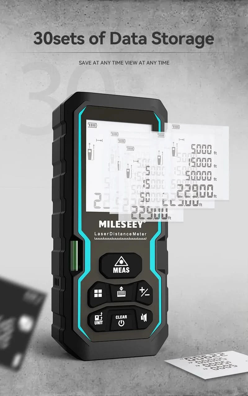 Mileseey S6 Laser-Entfernungsmesser 40m/120m, Entfernungsmesser mit Libelle, LCD-Display mit Hintergrundbeleuchtung, Messwerkzeuge für Zuhause