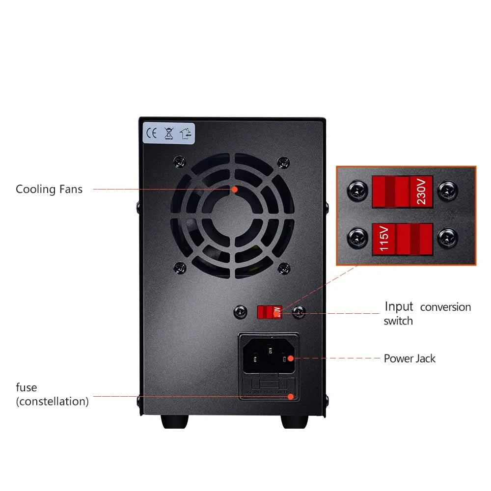 Wanptek Einstellbares Gleichstromnetzteil 30V 10A 60V 5A Labornetzgerät Stabilisiertes Netzteil Spannungsregler Schalter 220V
