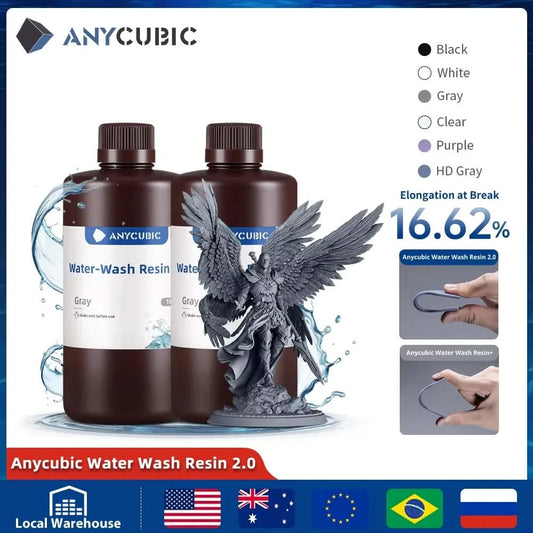 ANYCUBIC 2pcs/lot 405nm Water Washable Resin For LCD 3D Printer Liquid Photopolymer Resin 3D Printing Material 1kg/bottle
