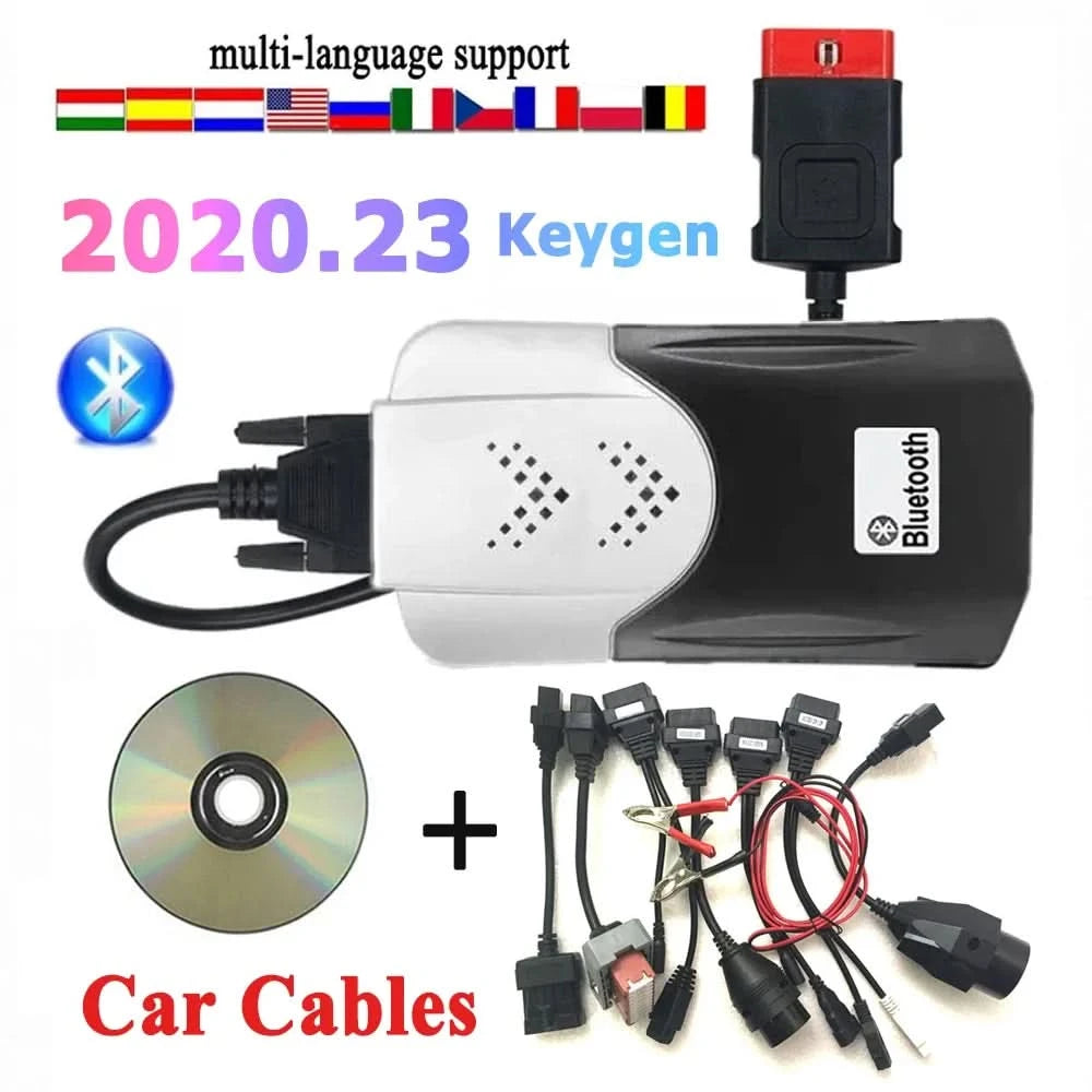 2020.23 VD DS150E CDP Bluetooth for Tnesf Delphis Orpdc Diagnostic Tools OBD2 Scanner+8 Car Cables+8 Truck Cables