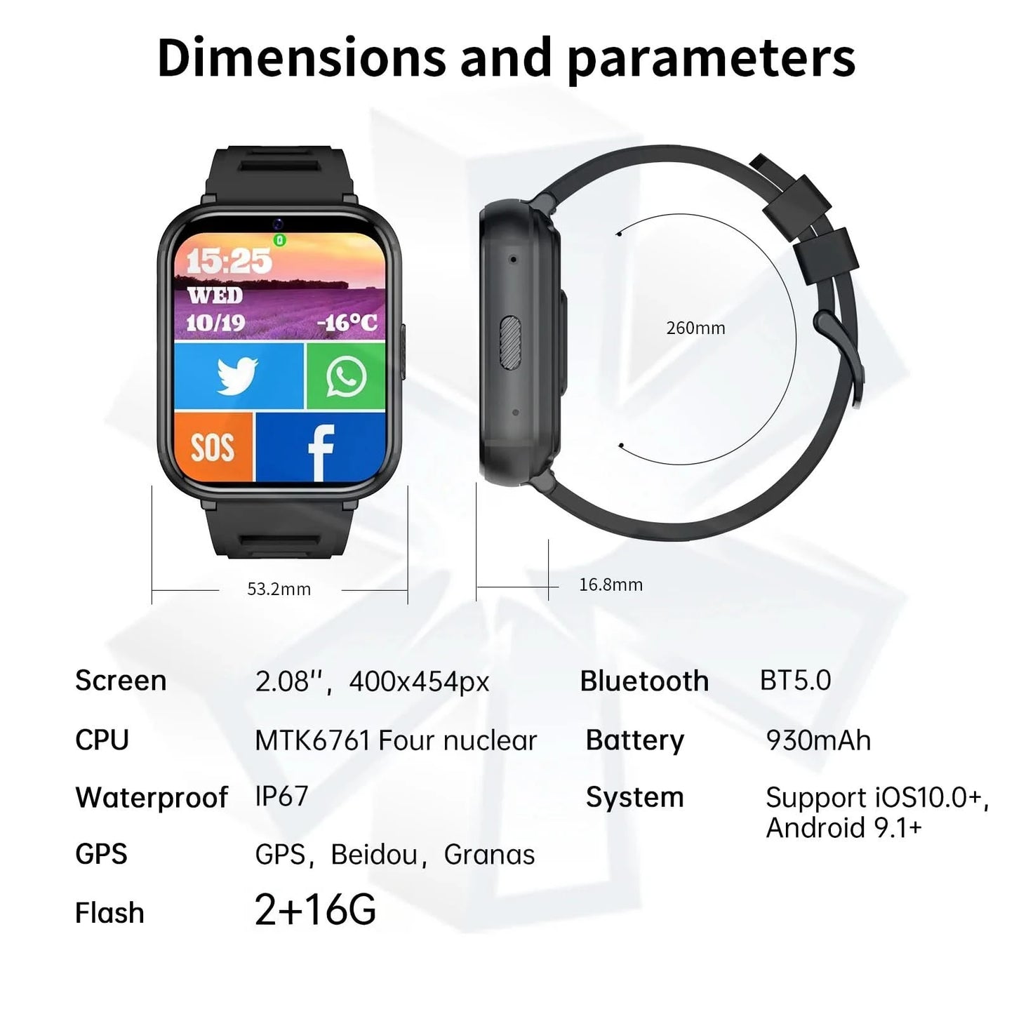 Q668 4G Smartwatch 2025 Uhren 1,99 Zoll Herren Geschenk mit SIM Wifi Android IOS Wasserdicht Outdoor GPS Smartwatch für Xiaomi