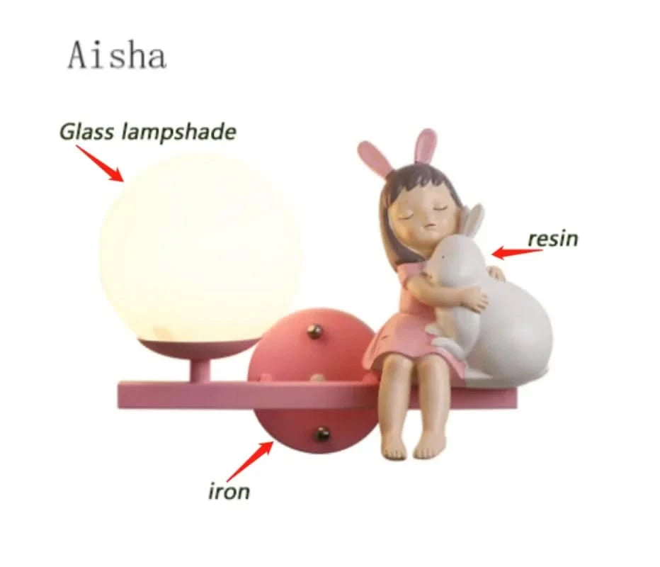 Children's Room Bedside Wall Lamp Girl Boy Wall Art Sconce Creative Cartoon Eye Protection Led Home Decoration Salon Home