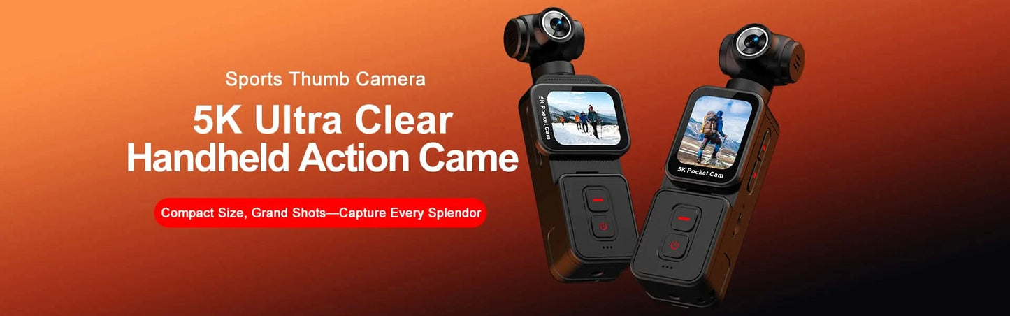 K28 5K Ultra Clear Handheld Action-Kamera 1,69 Zoll Gesichtserkennung Automatische 270°-drehbare Linse Verfolgungsaufnahmen Sport-Daumenkamera
