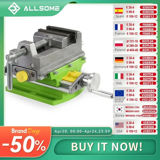 Allsome BG-6368 3-inch Cross-Sliding Vise with Compound Slide for Mill and Drill Press,Cross Slide Drill Press Vise