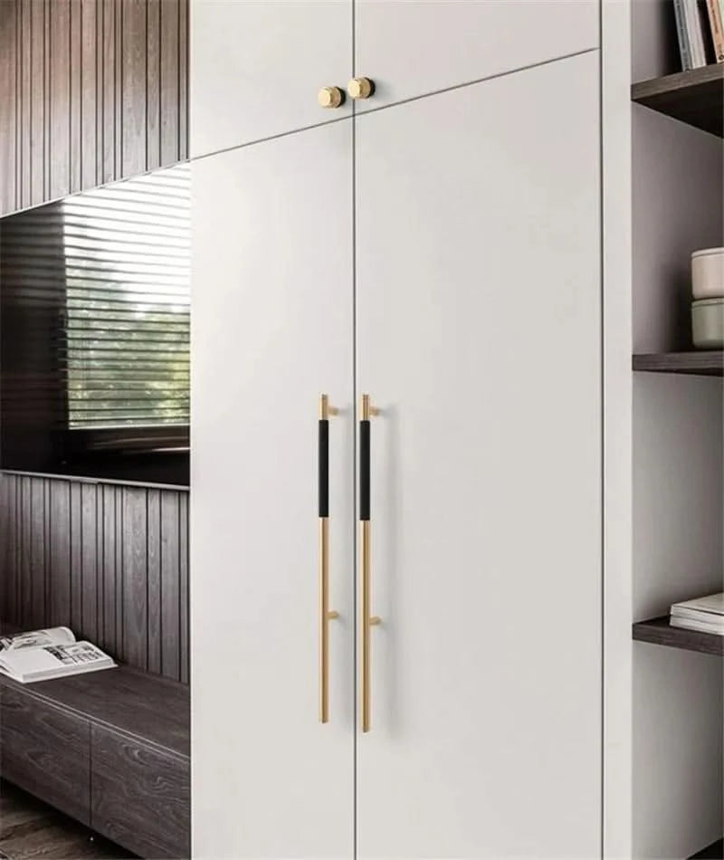 KK&FING Aluminium Knurled Handle Furniture Gold Cabinet Knobs Long Handles Kitchen Cupboard Drawer Knobs Dold Knobs And Pulls