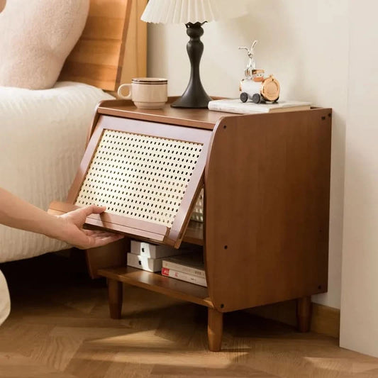 Minimally modern bamboo bedroom bedside table, living room small cabinet, small storage cabinet, household storage cabinet