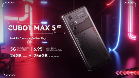 Gaming Phones Cubot  MAX 5, Helio Dimensity 8200 120Hz, 6.95" Display 100MP Camera 12GB+256GB High Cost Effective 5G Smartphone