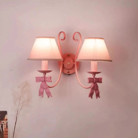 Pink Princess Room Wall Lamps Cute Bow Decor Lamp Modern Romantic Warm Children's Room Girl Bedroom Bedside Wall Hanging Lights