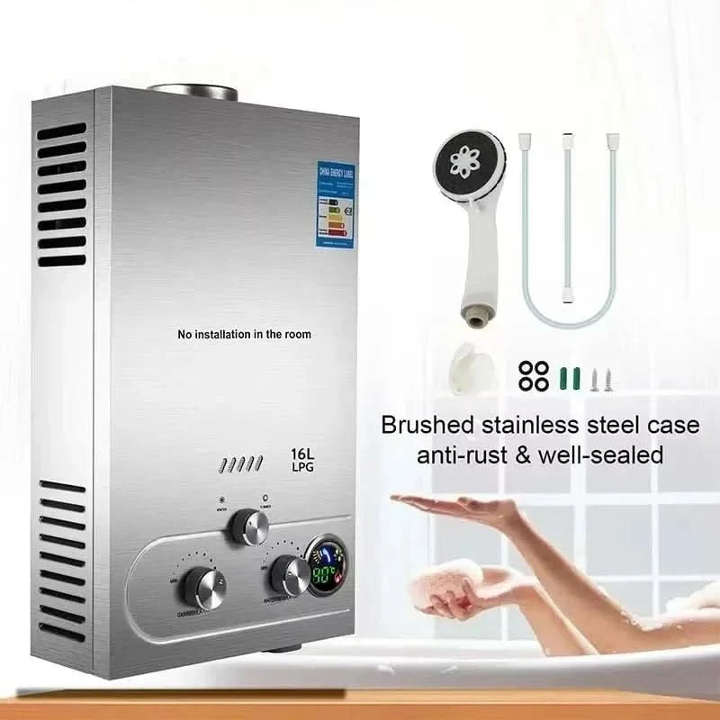 Sihao 6L 8L 10L 12L 16L 18L Flüssiggas-Durchlauferhitzer Sofortiger Gasboiler Butan Propan Gasboiler für Camping und Outdoor