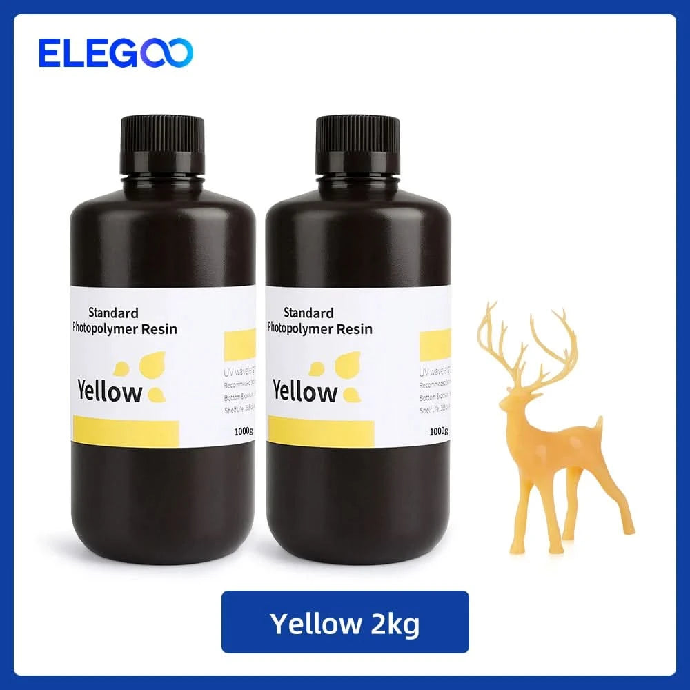 ELEGOO 3D Printer Resin LCD UV-Curing Resin 405nm Standard Photopolymer Resin for LCD 3D Printing 1000g Black Grey White Skin