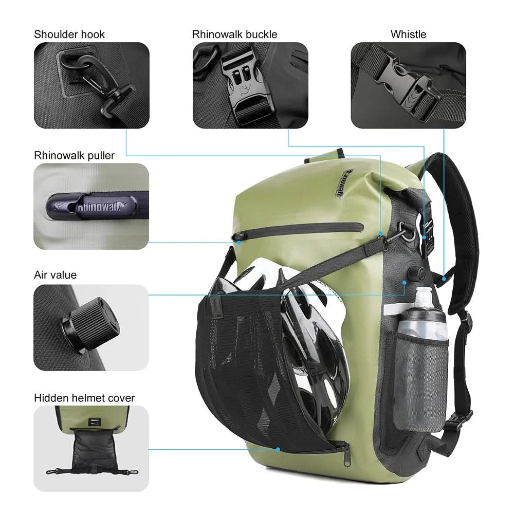 Rhinowalk Fahrrad-Packtasche 22L Vollständig wasserdichte Gepäckträgertasche Rucksack Kapazität Multifunktionaler Gepäckträger Fahrradtasche Umhängetasche