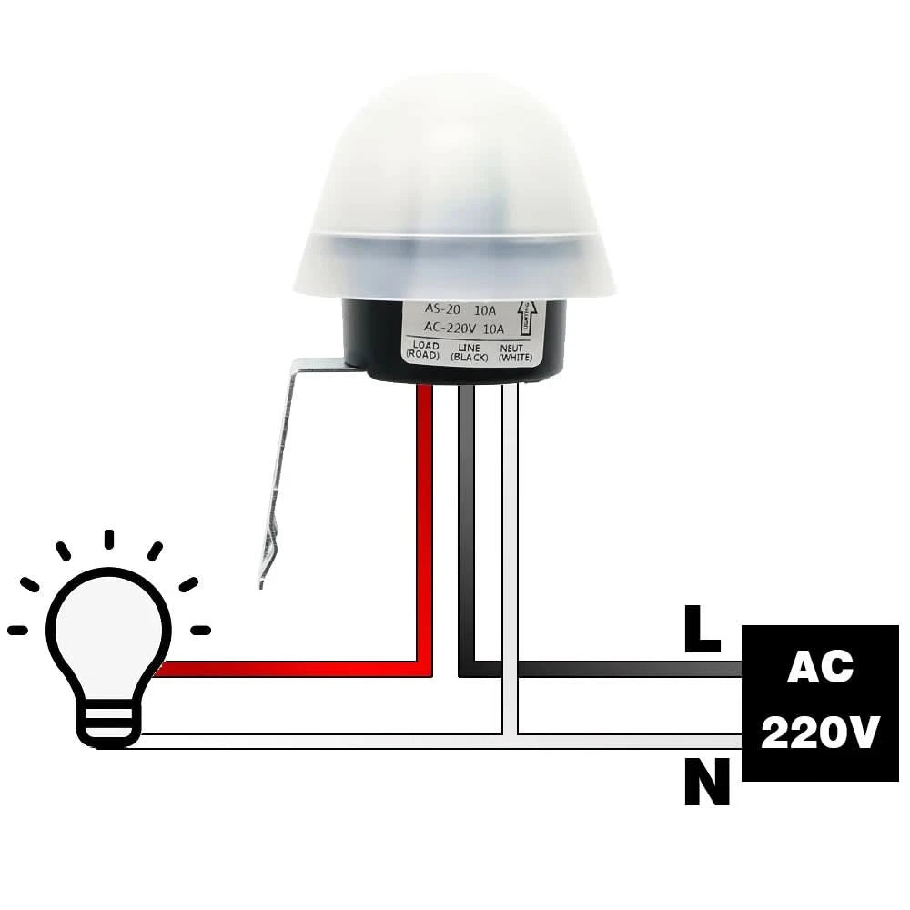 Automatischer Ein-/Aus-Lichtschalter für Straßenlaternen mit Fotozelle DC 24V AC 110V 220V 50-60Hz 10A Lichtsensor-Schalter