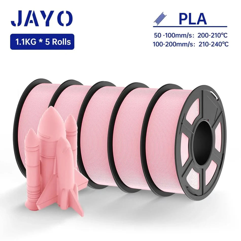 JAYO PLA Filament 1.75MM 5Rolls 3D Printer Filament PLA 100% No Bubble for FDM Coloful 3D Printing Material DIY Gift