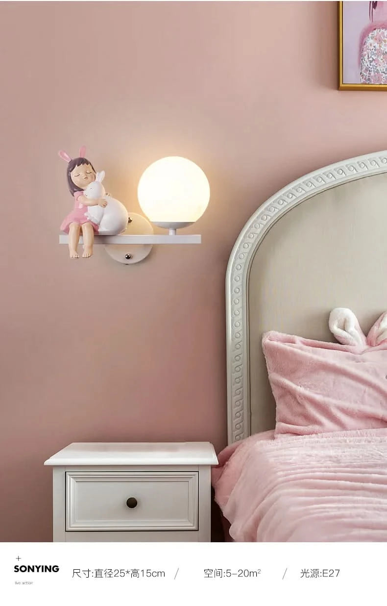 Children's Room Bedside Wall Lamp Girl Boy Wall Art Sconce Creative Cartoon Eye Protection Led Home Decoration Salon Home