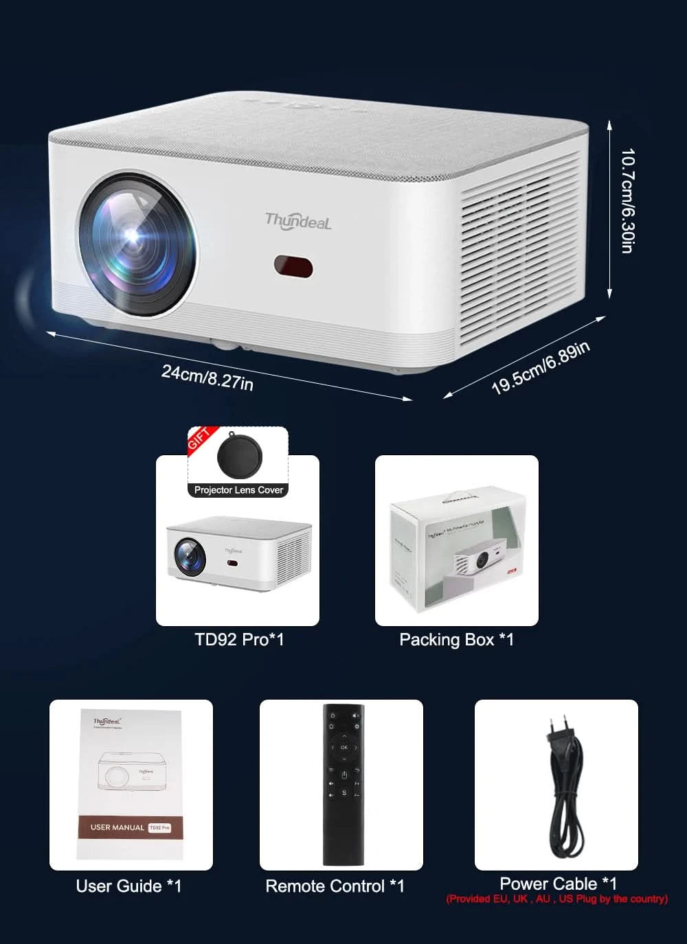 ThundeaL TD92 Pro Full HD Projector Portable Home Theater for 2K 4K 1080P Video Android WIFI Phone TD92Pro Beam Projector Cinema