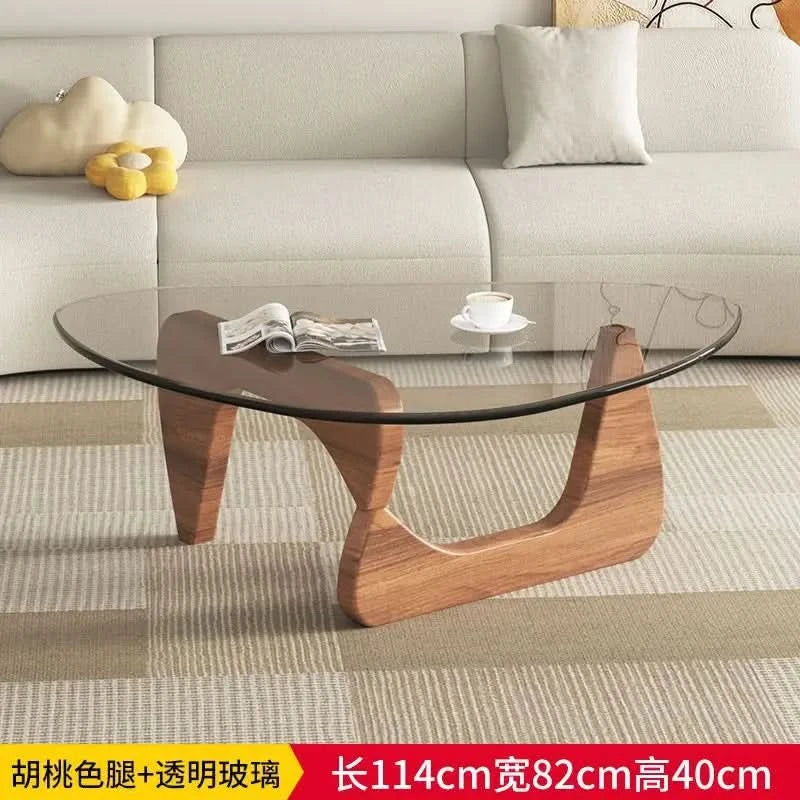 Modern simple creative round coffee table household small apartment living room tempered glass coffee table Internet celebrity