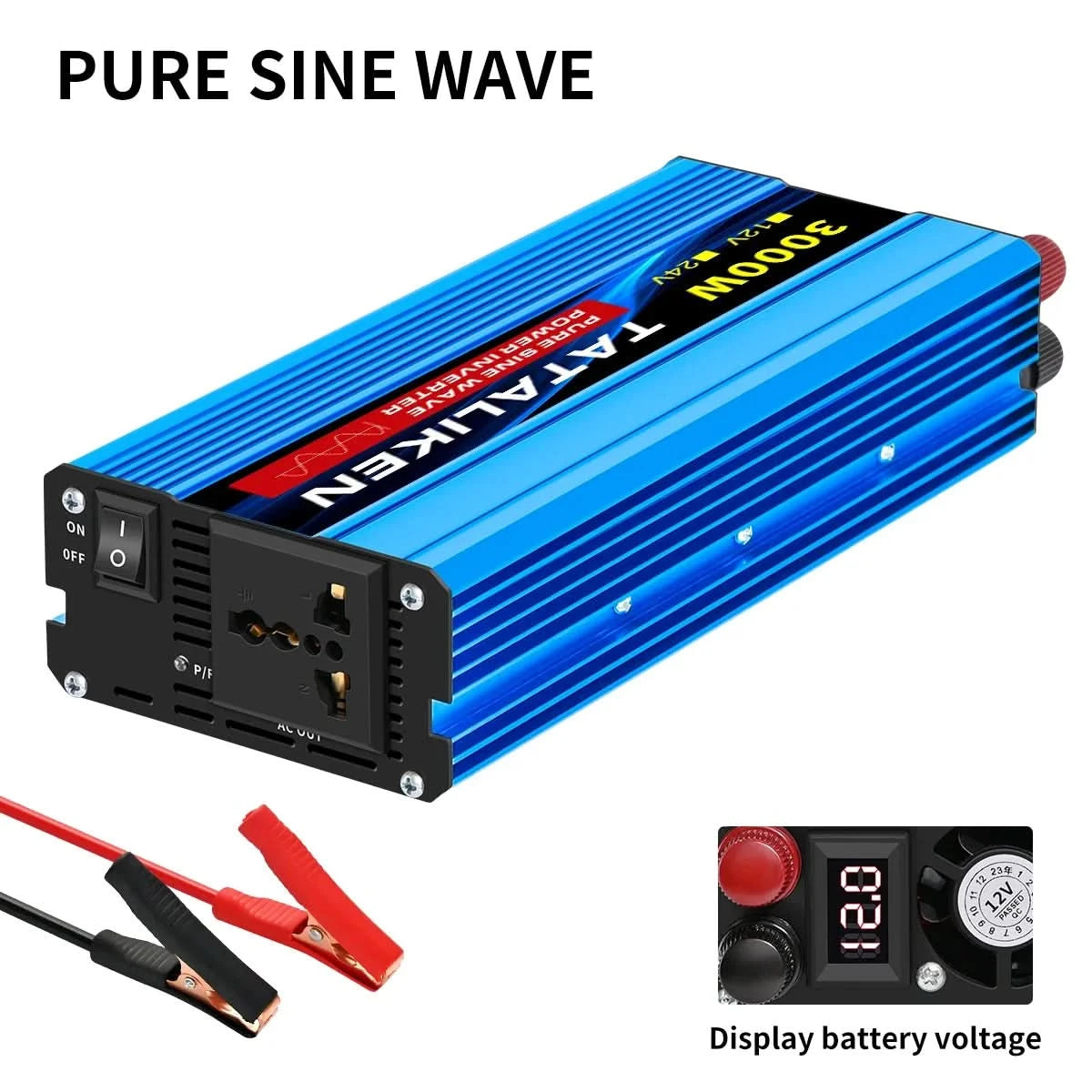 Inverter Pure Sine Wave DC12V/24V To AC 220V Voltage 7000W/8000W 50/60HZ Power Converter Solar Car Transformer With LED Display