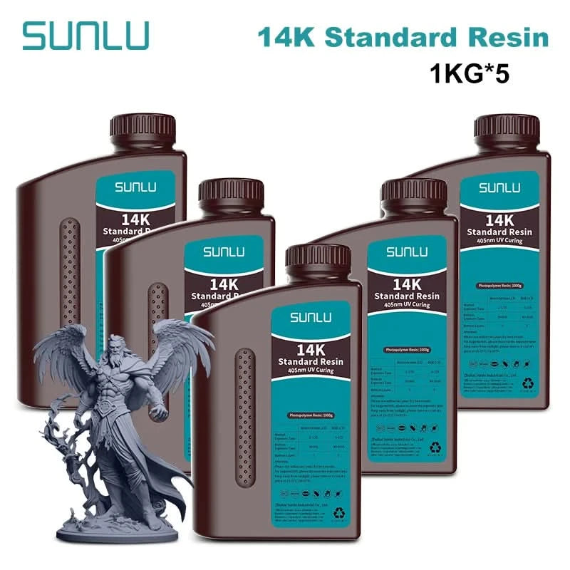 SUNLU 5KG ABS-Like/ Standard / Water-Wash/ 14K High Precision Resin 405nm Rapid UV-Curing Photopolymer Resin 1KG/Bottle