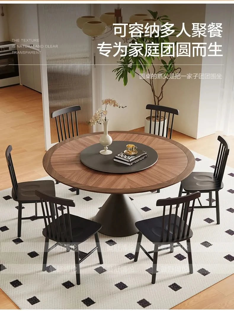 6 People Turntable Dining Table Vintage Legs Metal Design Round Coffee Table House Breakfast Juegos De Comedor Furnitures