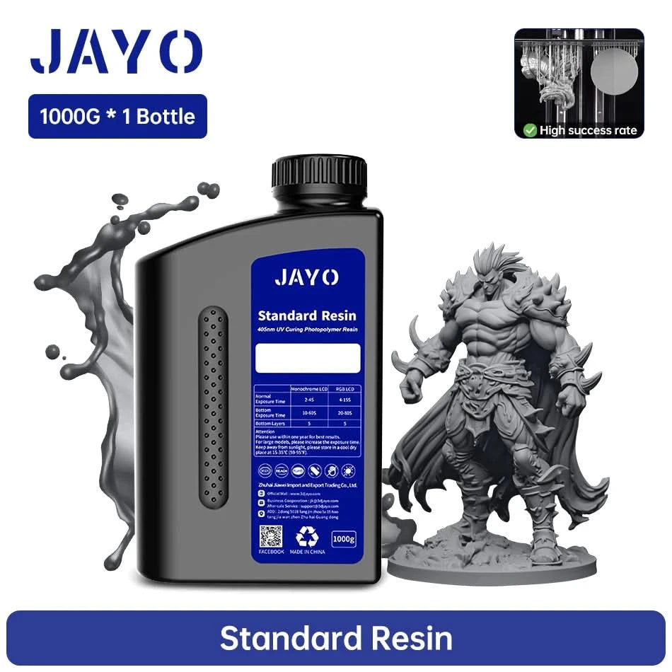 JAYO UV-Harz ABS-ähnlich/Standard/Pflanzlich/Nylon-ähnlich/Wasserwaschbar 1KG 405nm Flüssiges Rapid UV-Härtung für LCD 3D-Druckmaterial