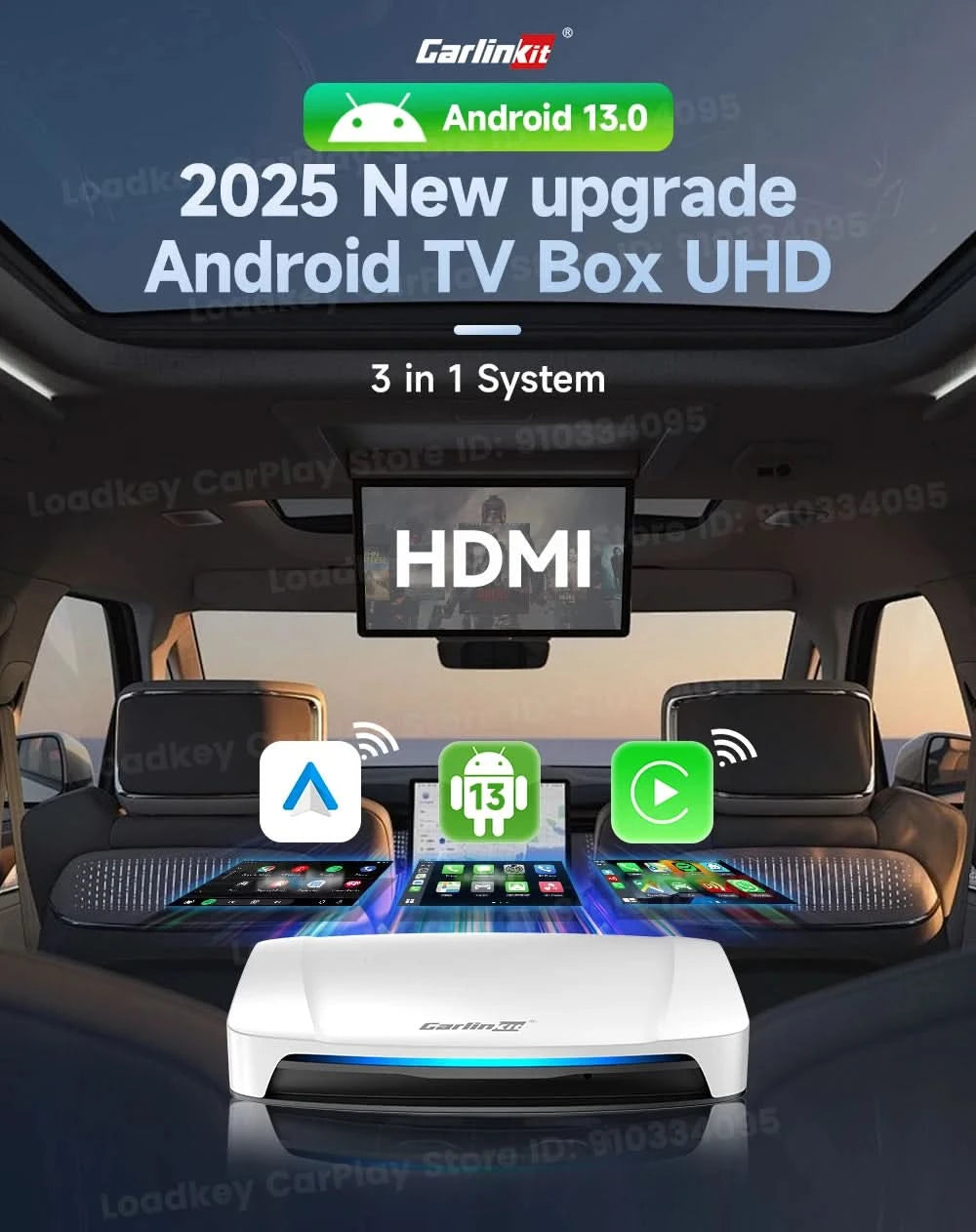 Carlinkit HDMI-Ausgang Auto TV Mate Carplay Qualcomm 6225 8-Core Android Auto Wireless Adapter unterstützt Youtube GPS Split Screen