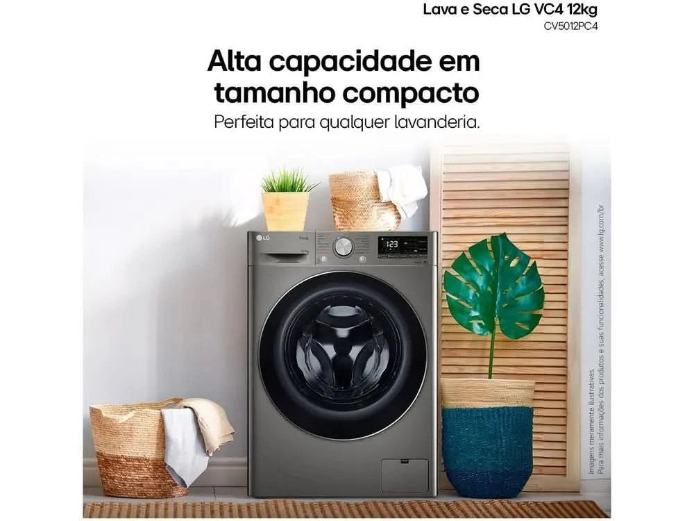 LG 12kg Smart VC4 CV5012PC4 mit Künstlicher Intelligenz Heiß- und Kaltwasser Silber-110V