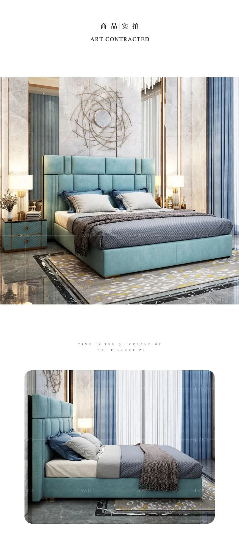 Modern leather bed First layer cowhide breathable Napa leather stainless steel plated 1.8Rice double bed