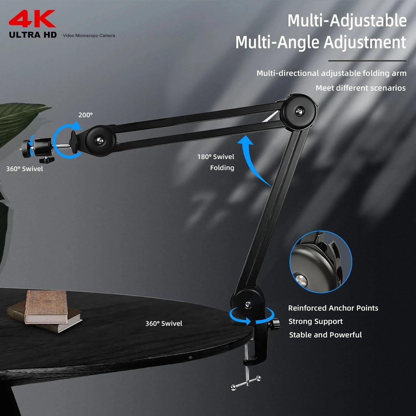 Full HD 4K Electron Microscope For Soldering IMX415 48MP HDMI USB Digital Camera 150X Lens Reinforced Bracket Reduces Vibration