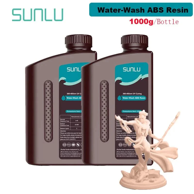 SUNLU 2KG Wasserwaschbares / Wasserwaschbares ABS-Harz Harz 1000G/Flasche 405nm Schnelles UV-härtendes Photopolymerharz für LCD-3D-Druck