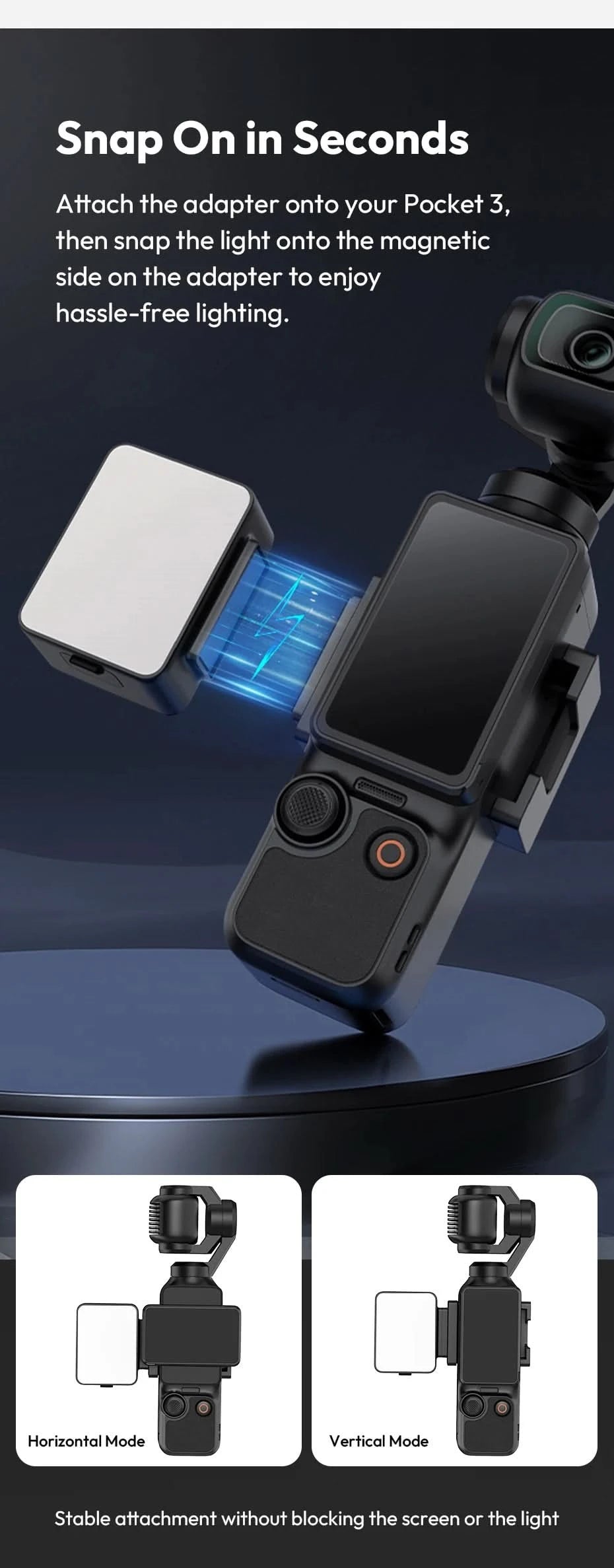Ulanzi LM001 Pocket 3 Mini-Licht 3-Stufen weiches Licht für DJI OSMO Pocket 3 für Fotografie Livestreaming Vlog LED-Videoleuchte