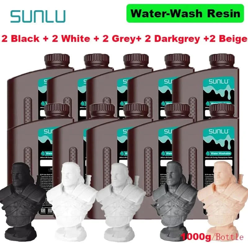 SUNLU 10KG  Standard / Water-Wash 3D Resin 405nm UV Resin For most SLA/DLP/LCD 3D Printer Material UV Sensitive 1kg