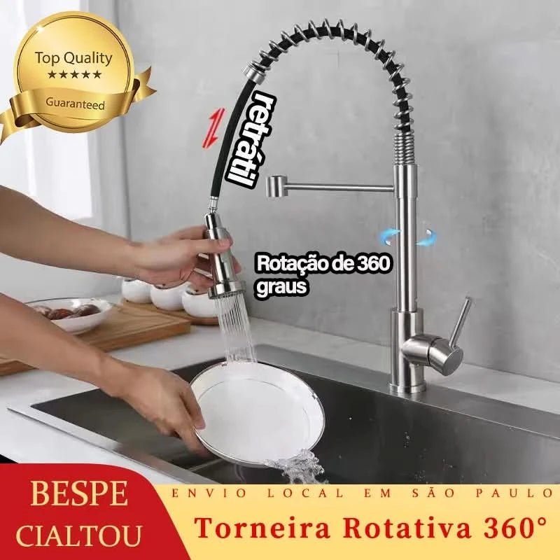 Gourmet-Küchenarmatur 50cm mit Gelenkschlauchbrause 2 Strahlarten 100% Metall Chrom Versand 12h SP