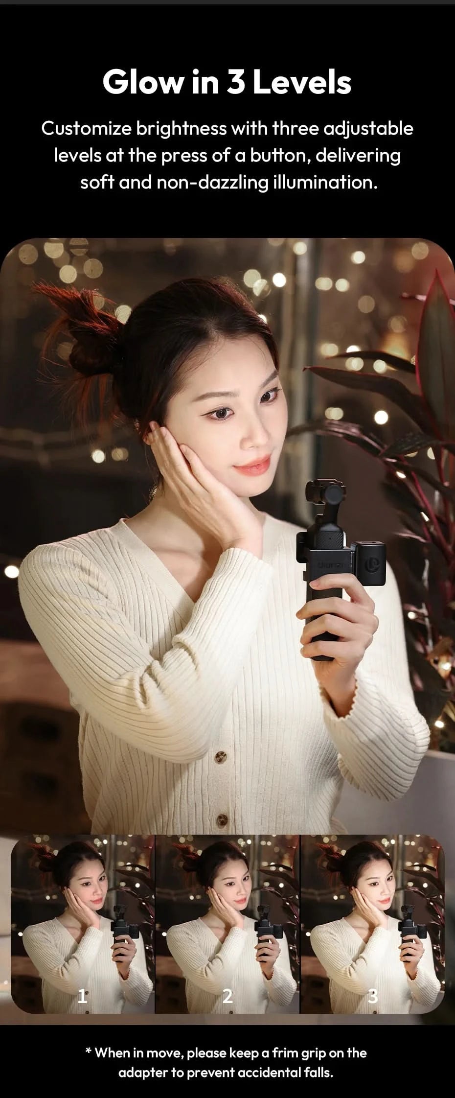 Ulanzi LM001 Pocket 3 Mini-Licht 3-Stufen weiches Licht für DJI OSMO Pocket 3 für Fotografie Livestreaming Vlog LED-Videoleuchte