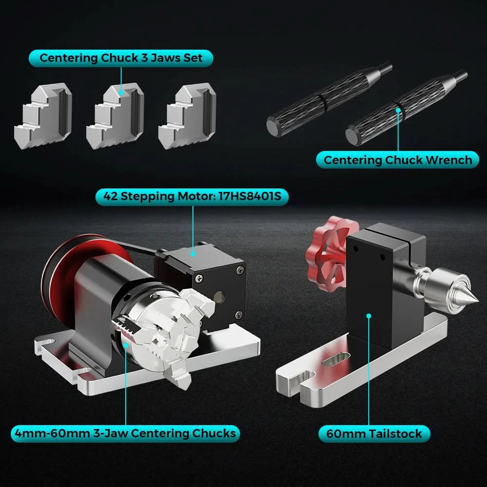 Twotrees 4. Achse CNC-Rotationsmodul-Kit für TTC450/TTC 450 PRO Rotationsrolle zum Gravieren zylindrischer Objekte Dosen