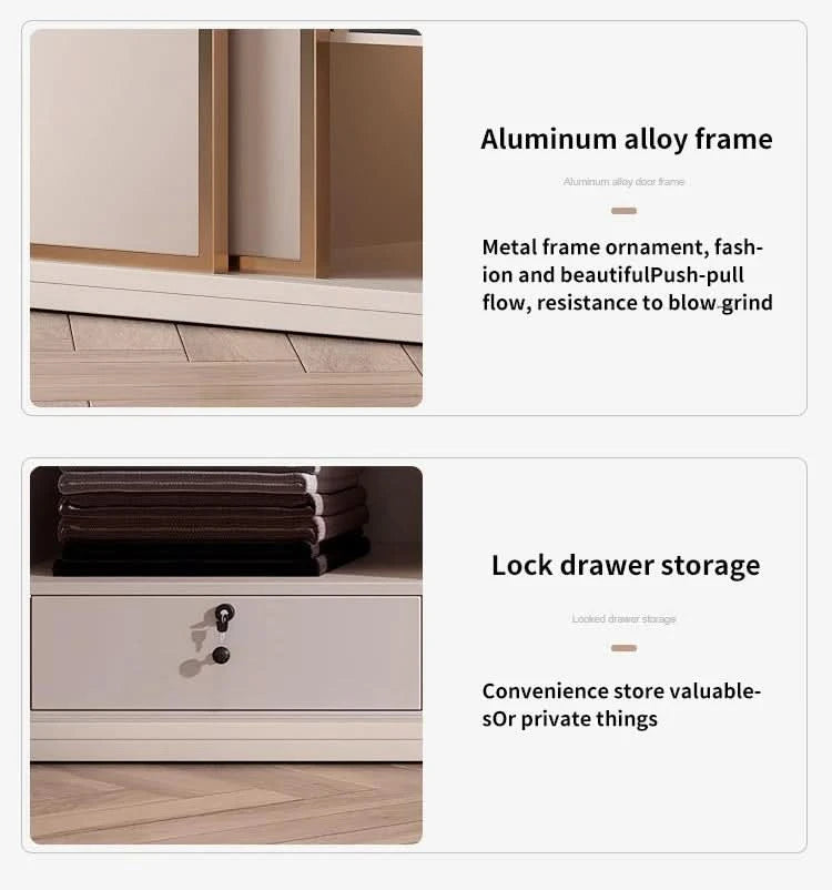 SchiebetürenschrankNordisches modernes Heim-Möbel Schlafzimmer Schreibtisch Kommode in einer Kombination Leichter Luxus-Eckkleiderschrank Möbel