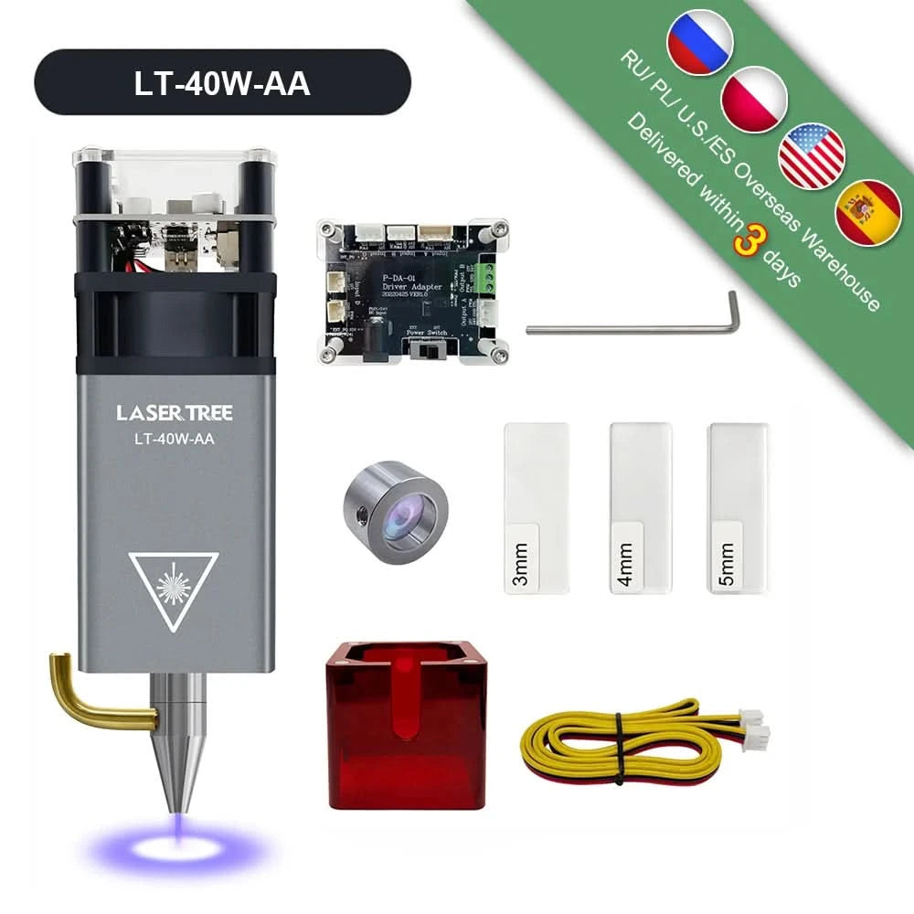 LASER TREE Lasermodul 4W 5W 10W optische Leistung mit Air Assist Laserkopf 450nm TTL Blaulicht Graveur Schneiden Holz DIY Werkzeuge