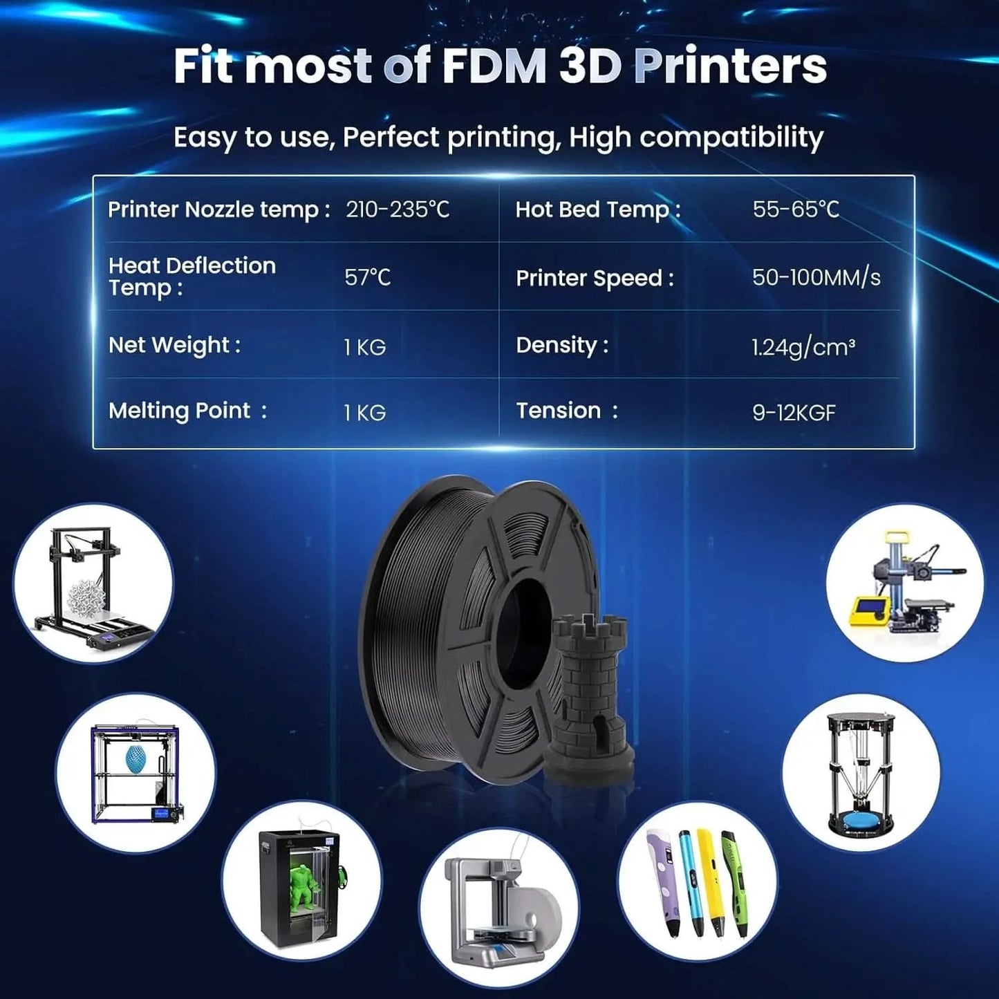 SUNLU 5KG 3D Filament High Speed PLA/PLA META/APLA/PLA MATTE 1.75mm 5Roll 1KG 3D Printer Filament for 3D Printer